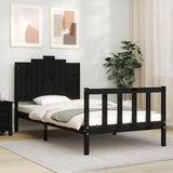 Bed Frame without Mattress Black 100x200 cm Solid Wood Pine