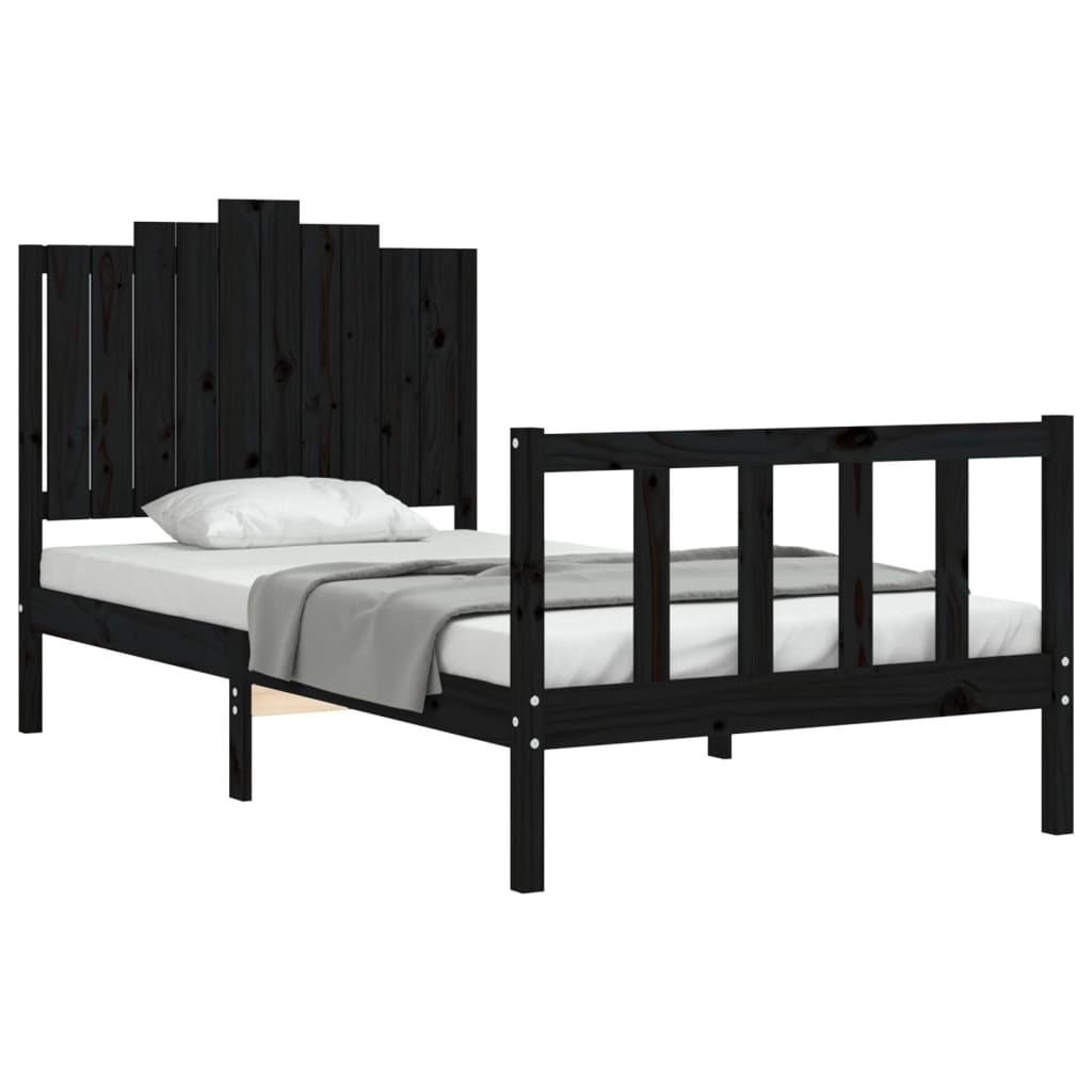 Bed Frame without Mattress Black 100x200 cm Solid Wood Pine