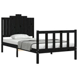 Bed Frame without Mattress Black 100x200 cm Solid Wood Pine