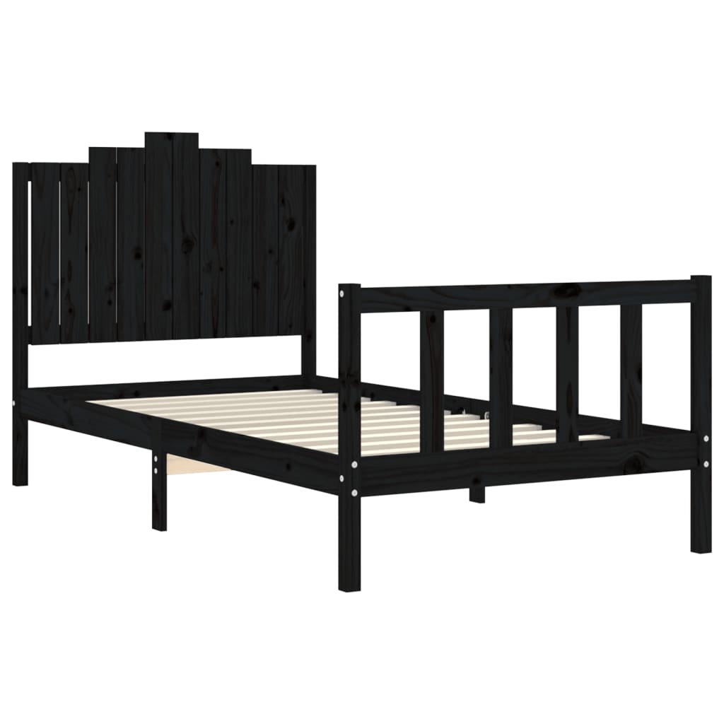 Bed Frame without Mattress Black 100x200 cm Solid Wood Pine