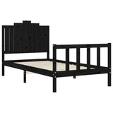 Bed Frame without Mattress Black 100x200 cm Solid Wood Pine