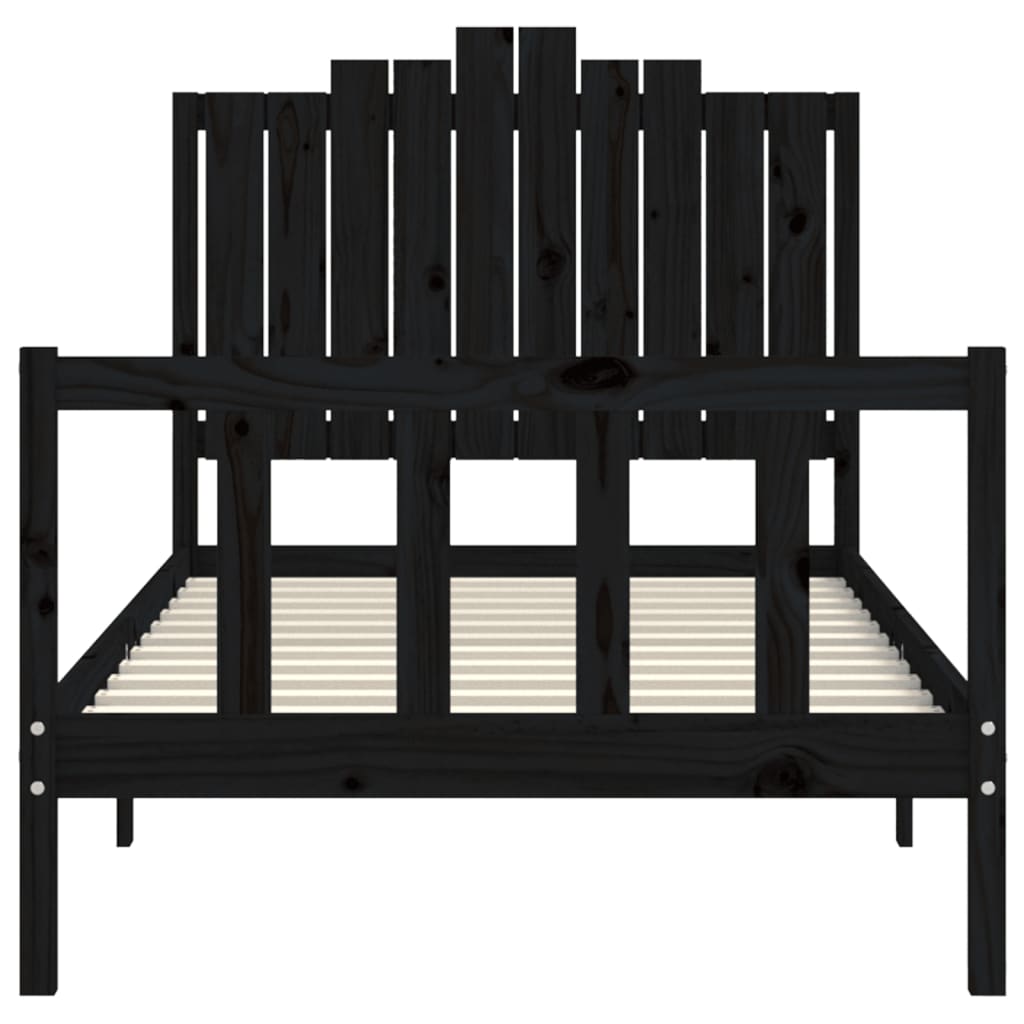 Bed Frame without Mattress Black 100x200 cm Solid Wood Pine