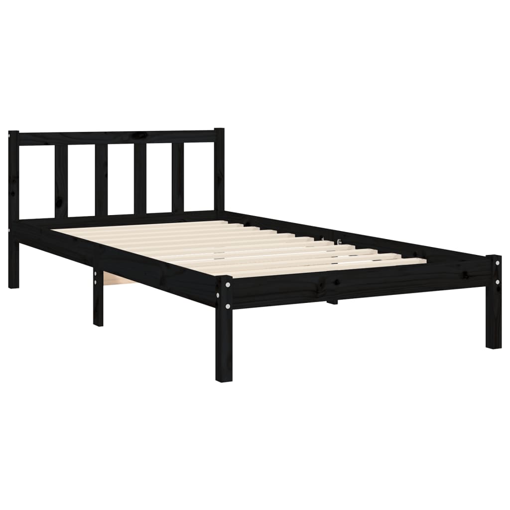 Bed Frame without Mattress Black 100x200 cm Solid Wood Pine