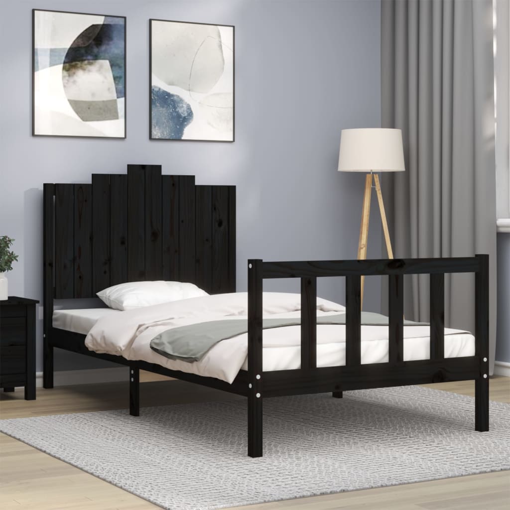 Bed Frame without Mattress Black 100x200 cm Solid Wood Pine