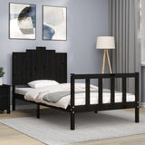 Bed Frame without Mattress Black 100x200 cm Solid Wood Pine