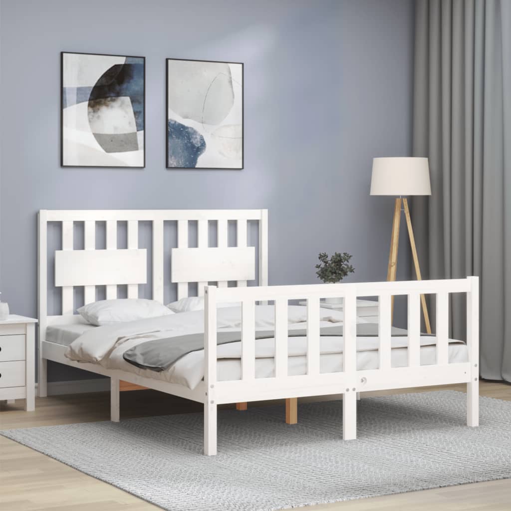 Bed Frame without Mattress White 140x200 cm Solid Wood Pine