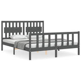 Bed Frame without Mattress Grey King Size Solid Wood Pine