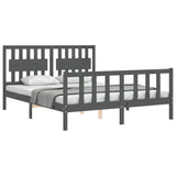 Bed Frame without Mattress Grey King Size Solid Wood Pine
