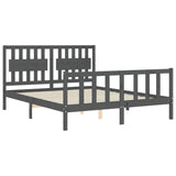 Bed Frame without Mattress Grey King Size Solid Wood Pine