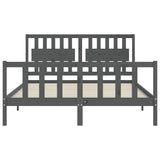Bed Frame without Mattress Grey King Size Solid Wood Pine