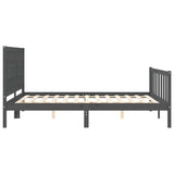 Bed Frame without Mattress Grey King Size Solid Wood Pine
