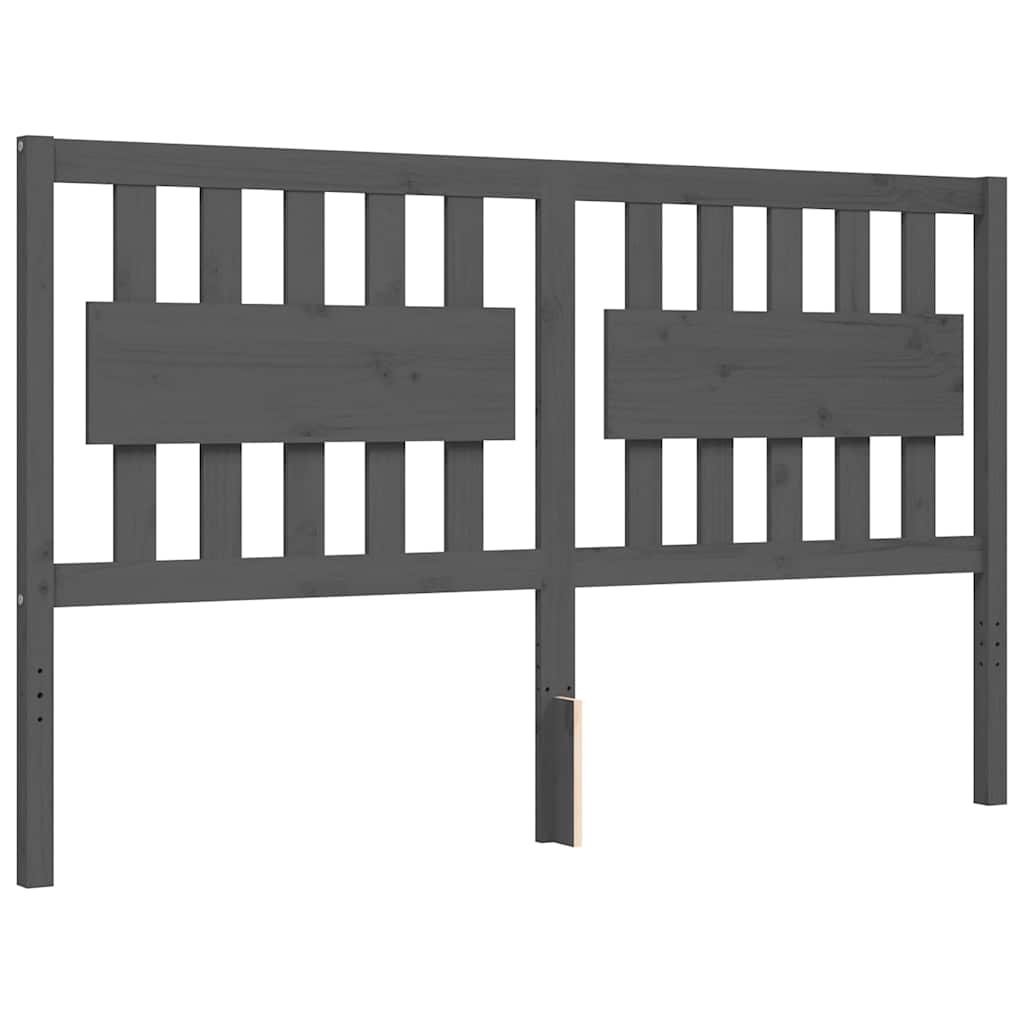 Bed Frame without Mattress Grey King Size Solid Wood Pine