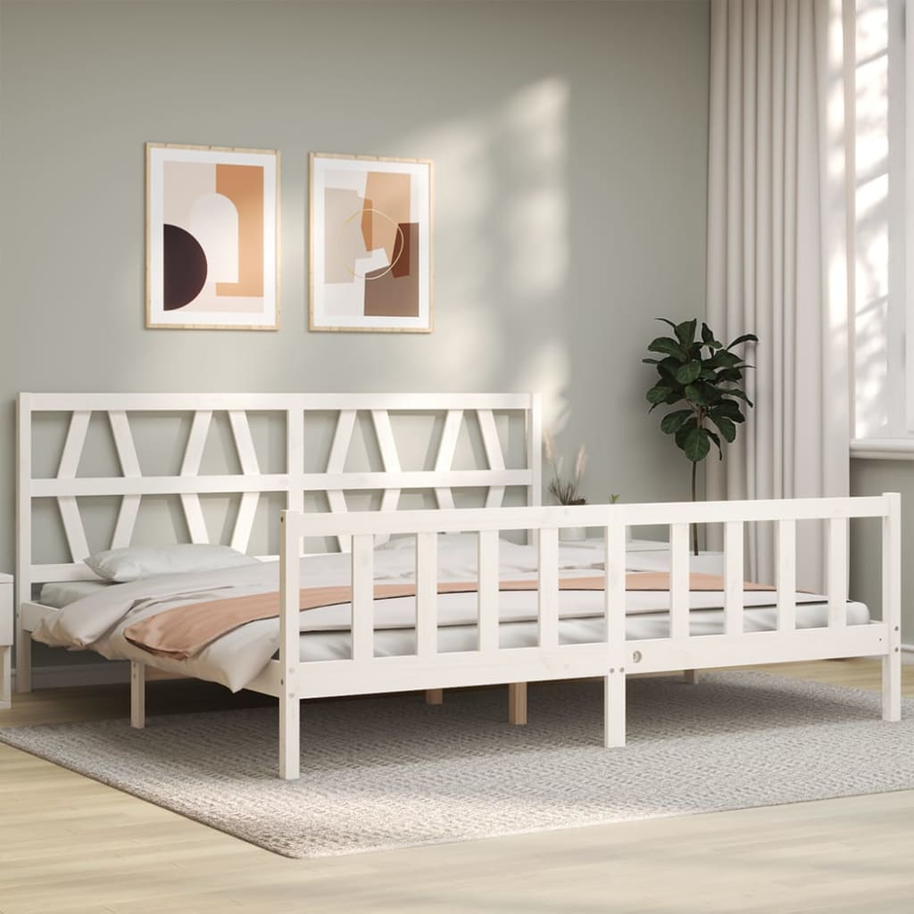 Bed Frame without Mattress White 200x200 cm Solid Wood Pine