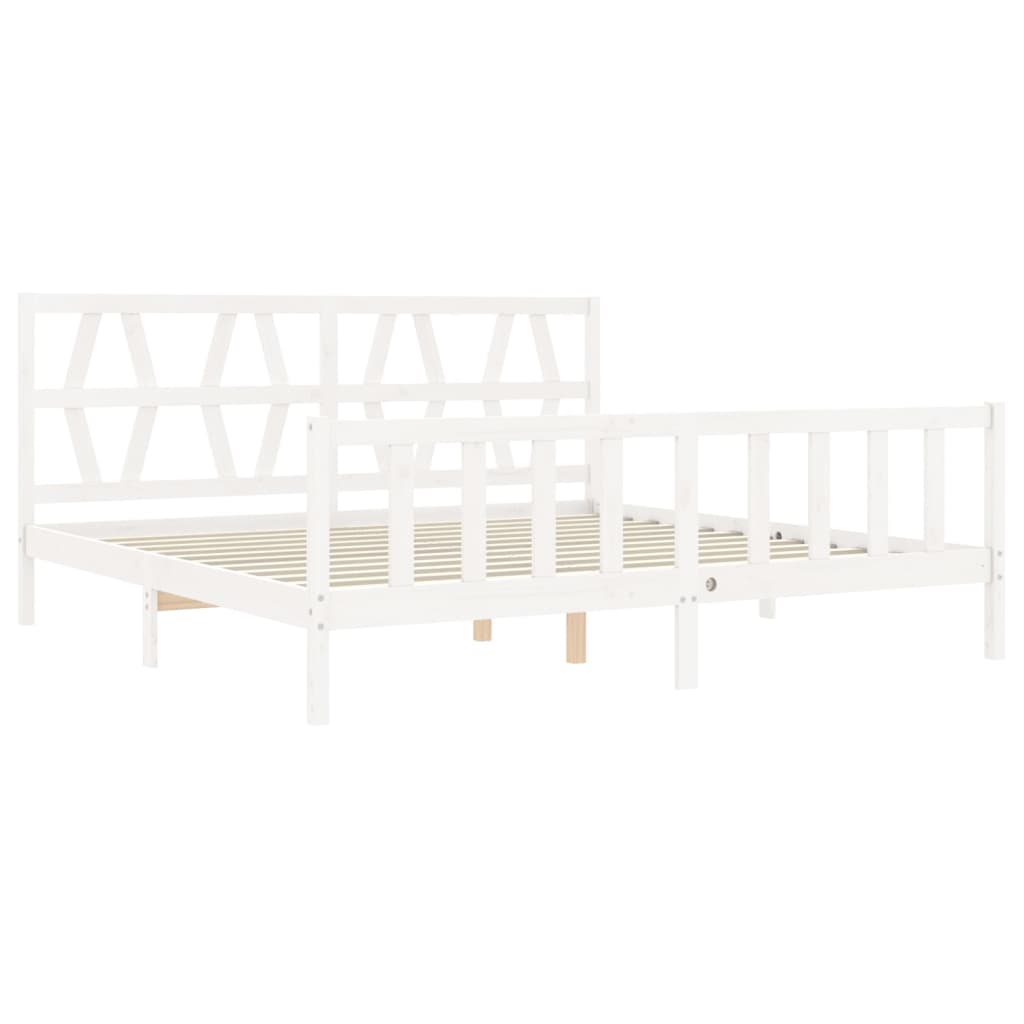 Bed Frame without Mattress White 200x200 cm Solid Wood Pine