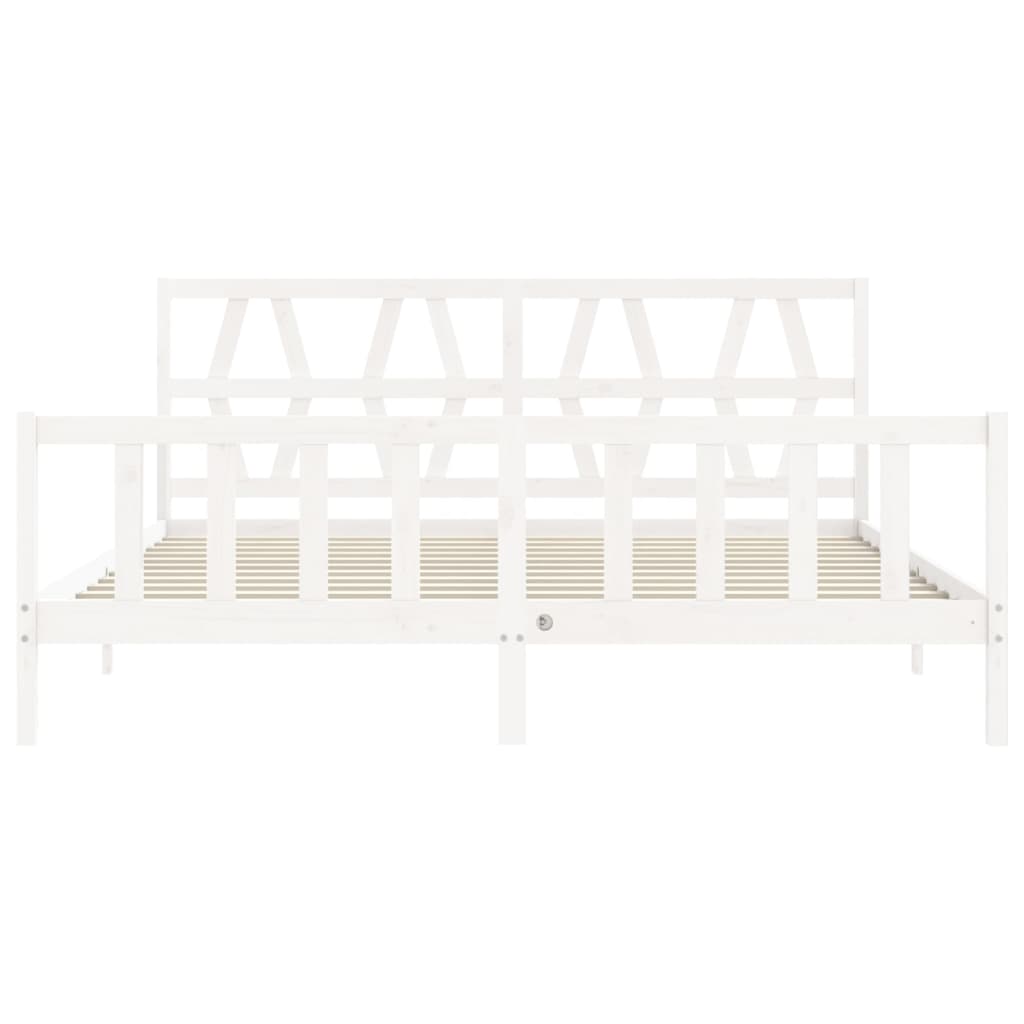 Bed Frame without Mattress White 200x200 cm Solid Wood Pine