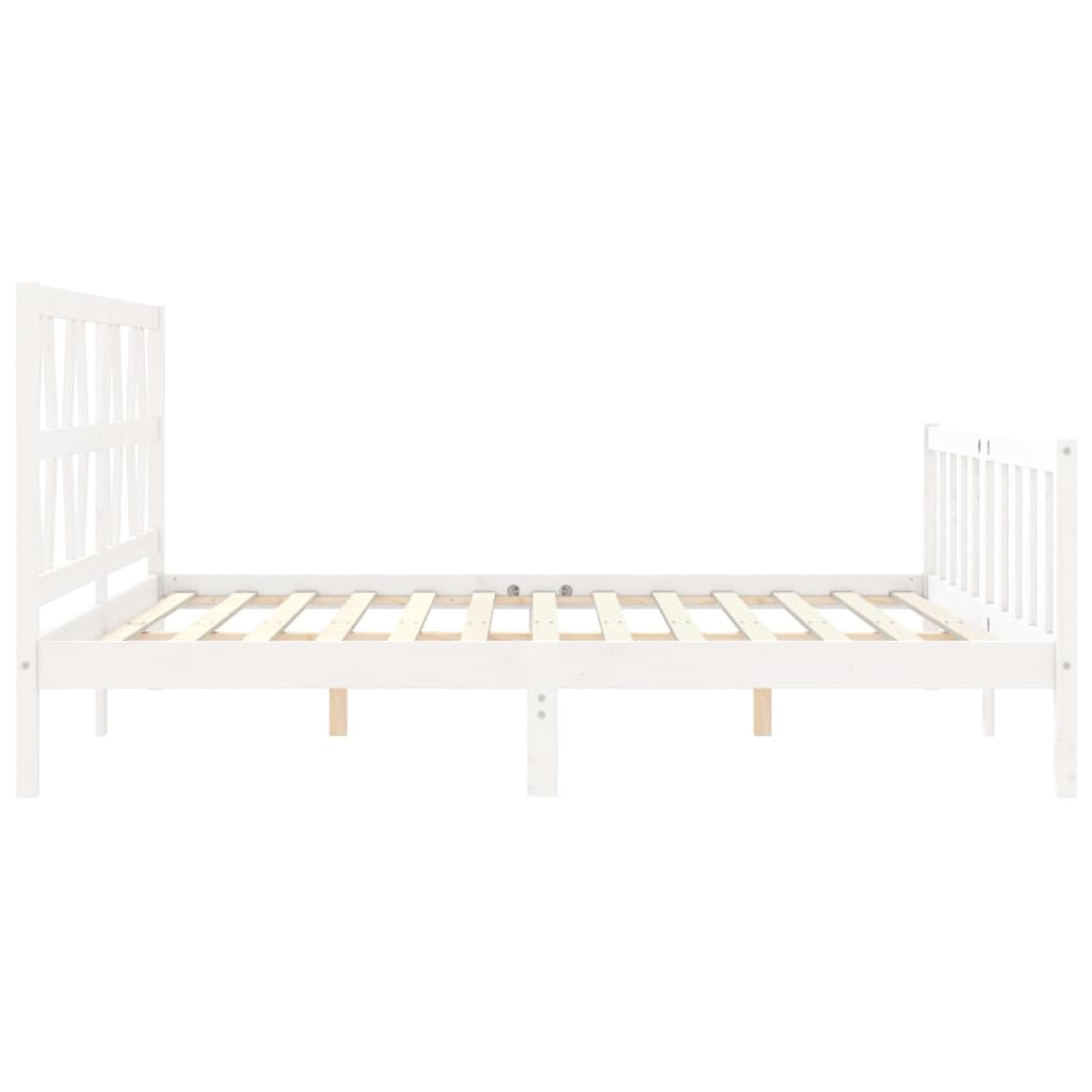 Bed Frame without Mattress White 200x200 cm Solid Wood Pine