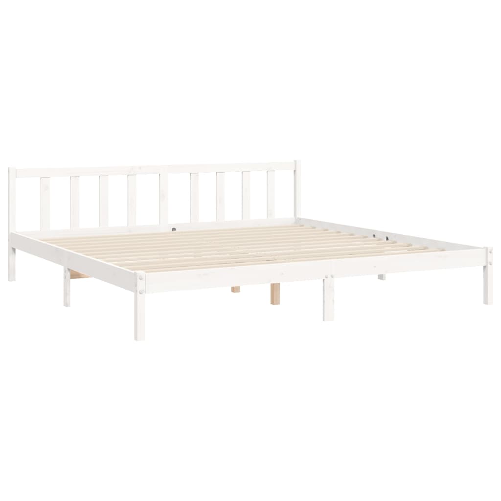 Bed Frame without Mattress White 200x200 cm Solid Wood Pine