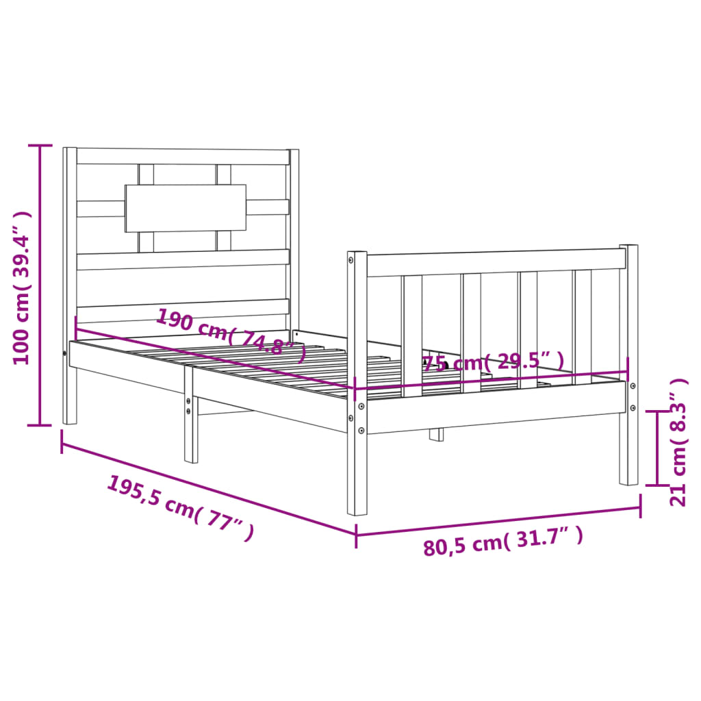 Bed Frame Without Mattress Small Single Solid Wood Pine
