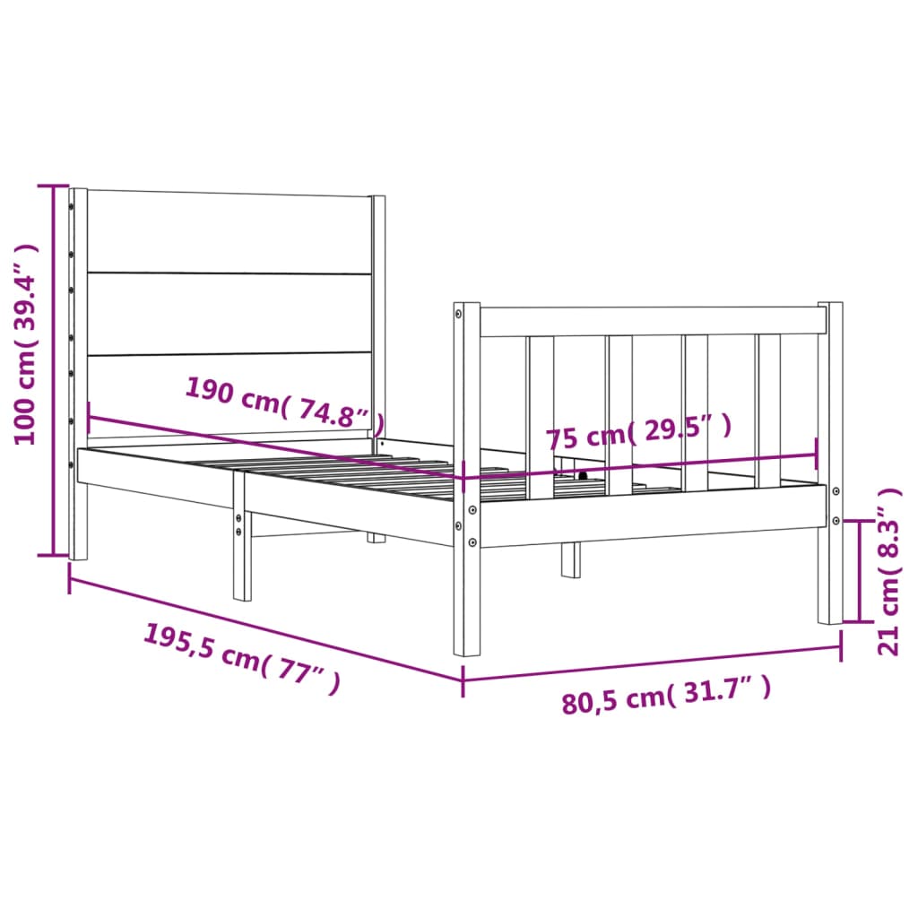 Bed Frame Without Mattress Small Single Solid Wood Pine