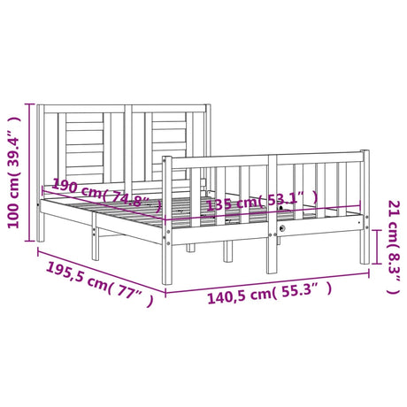 Bed Frame Without Mattress Double Solid Wood Pine