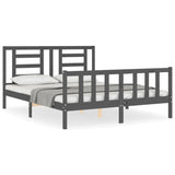 Bed Frame without Mattress Grey King Size Solid Wood Pine