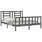 Bed Frame without Mattress Grey King Size Solid Wood Pine