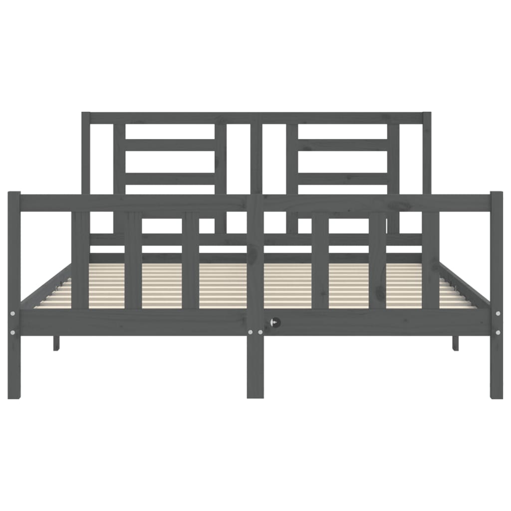 Bed Frame without Mattress Grey King Size Solid Wood Pine