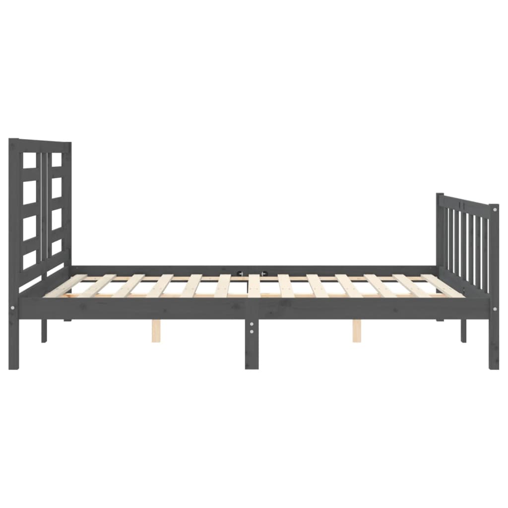 Bed Frame without Mattress Grey King Size Solid Wood Pine