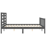 Bed Frame without Mattress Grey King Size Solid Wood Pine