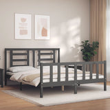Bed Frame without Mattress Grey King Size Solid Wood Pine