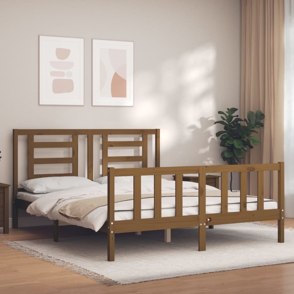 Bed Frame Without Mattress Double Solid Wood Pine