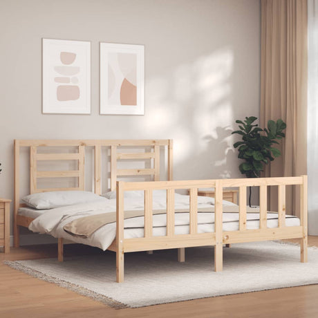 Bed Frame Without Mattress Double Solid Wood Pine