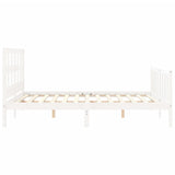 Bed Frame without Mattress White King Size Solid Wood Pine