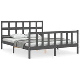 Bed Frame without Mattress Grey King Size Solid Wood Pine