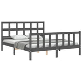 Bed Frame without Mattress Grey King Size Solid Wood Pine