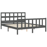 Bed Frame without Mattress Grey King Size Solid Wood Pine