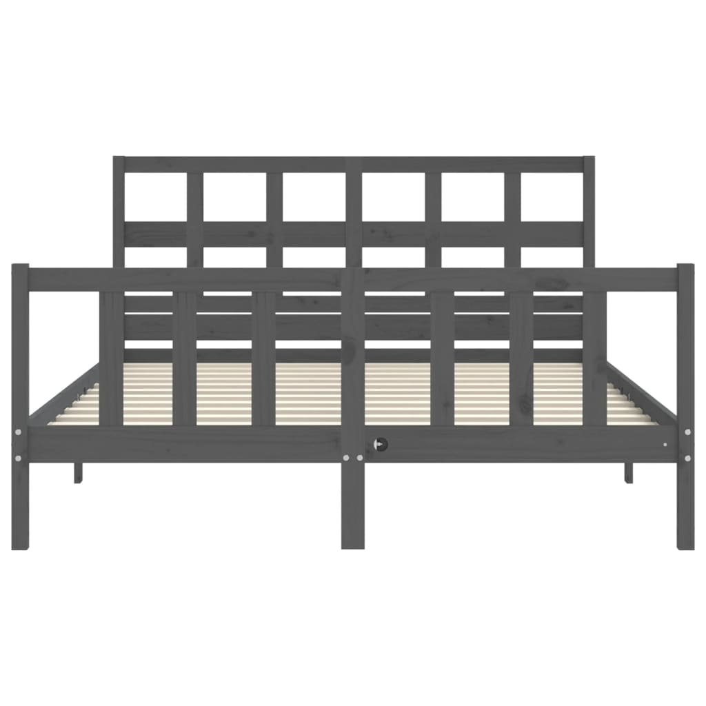 Bed Frame without Mattress Grey King Size Solid Wood Pine