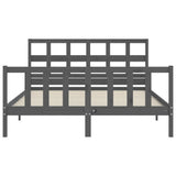 Bed Frame without Mattress Grey King Size Solid Wood Pine