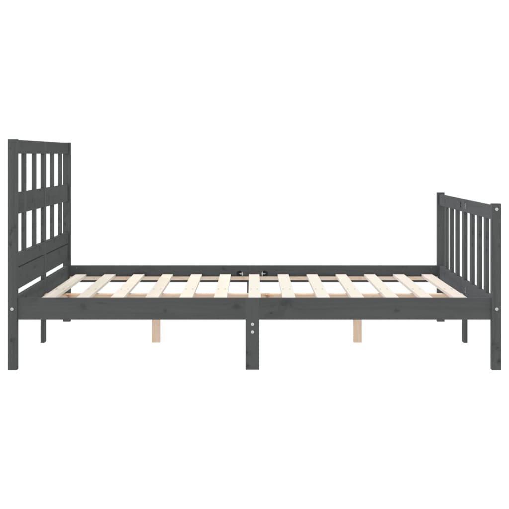 Bed Frame without Mattress Grey King Size Solid Wood Pine