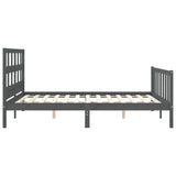 Bed Frame without Mattress Grey King Size Solid Wood Pine