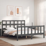 Bed Frame without Mattress Grey King Size Solid Wood Pine