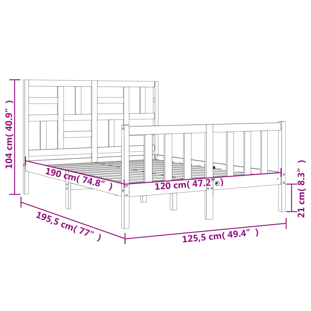 Bed Frame Without Mattress Small Double Solid Wood Pine