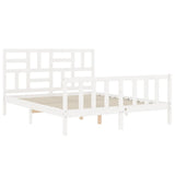 Bed Frame without Mattress White King Size Solid Wood Pine