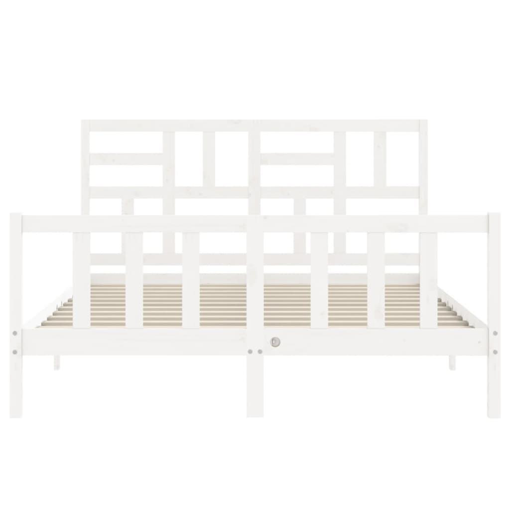 Bed Frame without Mattress White King Size Solid Wood Pine