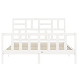Bed Frame without Mattress White King Size Solid Wood Pine