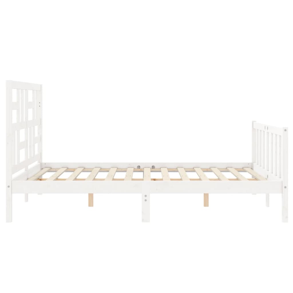 Bed Frame without Mattress White King Size Solid Wood Pine