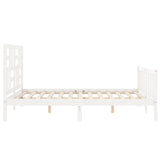 Bed Frame without Mattress White King Size Solid Wood Pine