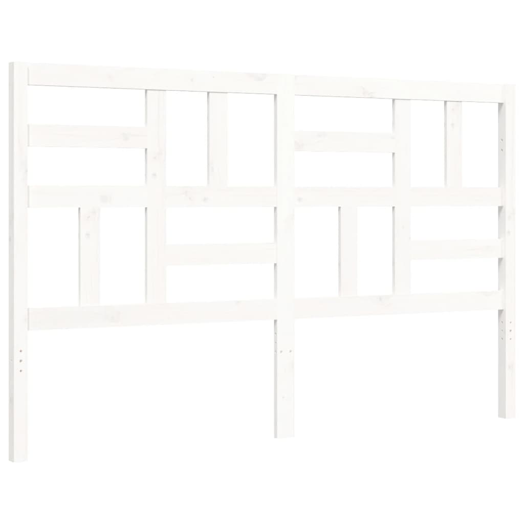Bed Frame without Mattress White King Size Solid Wood Pine