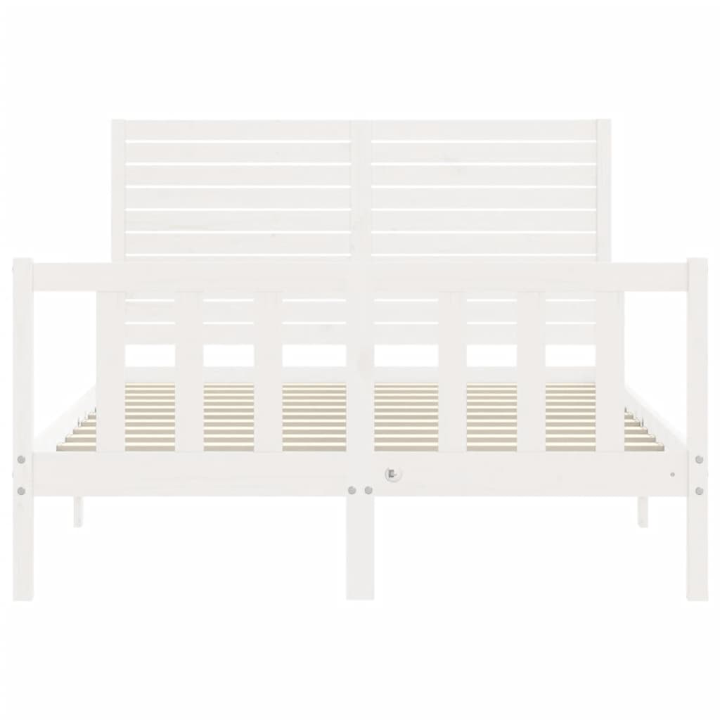 Bed Frame without Mattress White Small Double Solid Wood Pine