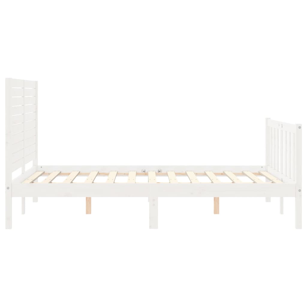 Bed Frame without Mattress White Small Double Solid Wood Pine